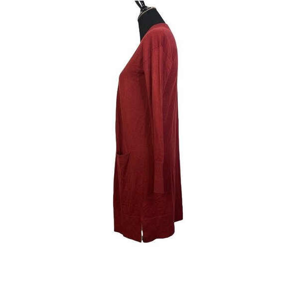 Halogen‎ Womens Duster Sweater Red Long Sleeve Open Front Pockets Slit S New - Picture 5 of 10
